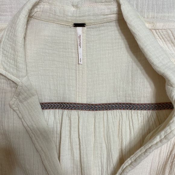 Free People cream crinkle gauze long sleeve top - Picture 7 of 11
